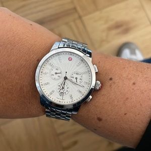 Michele Silver Diamond Watch